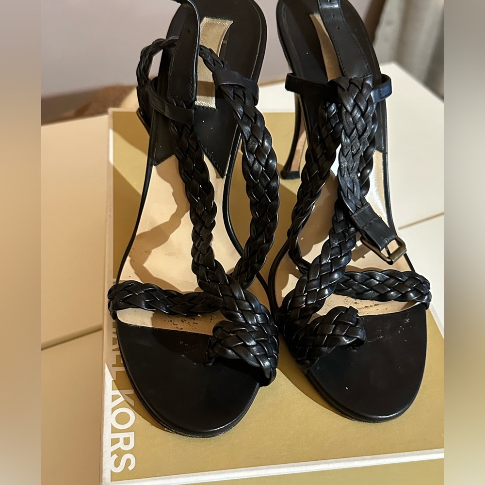 Super cute black braided sandals